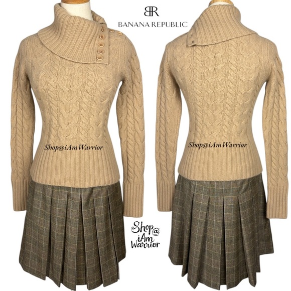Banana Republic Angora Blend Cable Knit Convertible Collar Sweater *iamwarrior - Picture 4 of 11